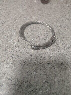 Men's Jewelry Twist Cable Style Silver-Tone Cuff Bracelet Like New